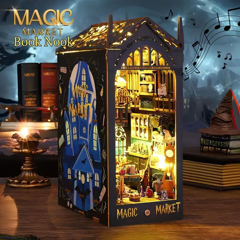 Музичний Бук нук diy Bookend Магічний Магазин (Magic Market) із Led-підсвіткою, Зелений, Уцінка 1