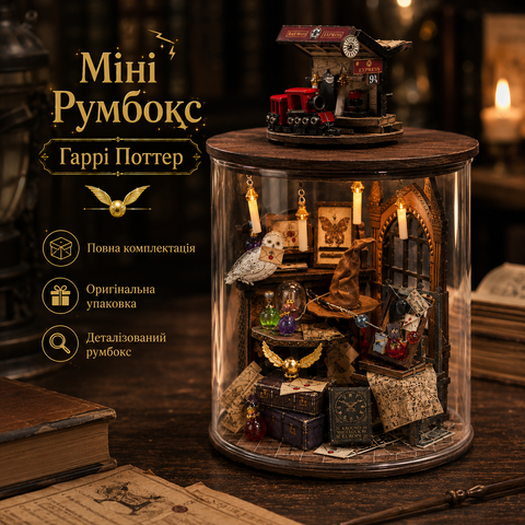 Міні Румбокс Гаррі Поттер Cute Room Чаc для магії із Led-підсвіткою, Коричневий