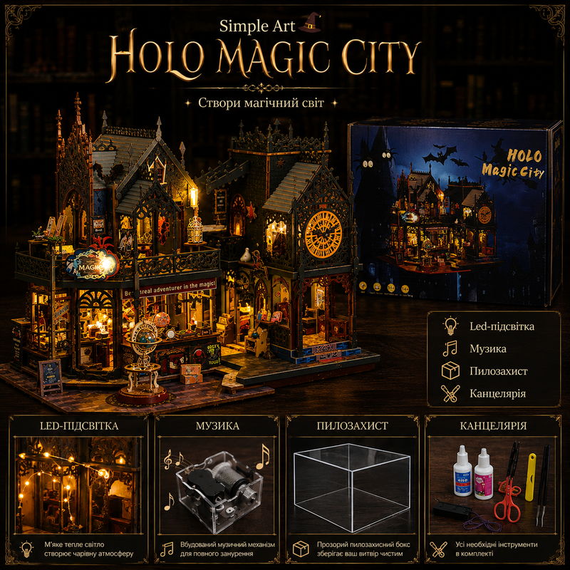 Музичний Румбокс Holo Magic City ESO12 із Led-підсвіткою, Фіолетовий, Повноцінний продукт