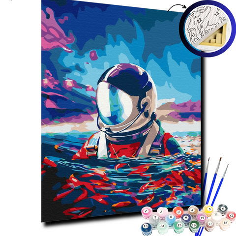 Картина по номерам Астронавт и рыбки BS35337 фото