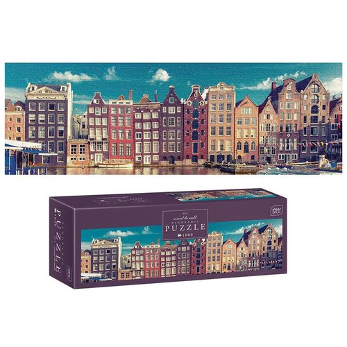 Панорамные Пазлы 1000 элементов. Цветные дома Амстердама 326287 фото