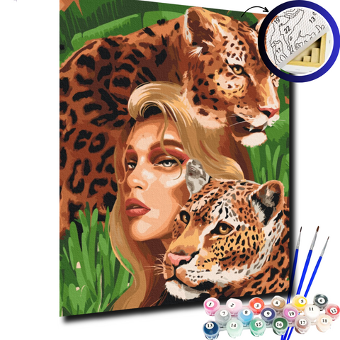 Картина по номерам Хищные леопарды BS52510 фото